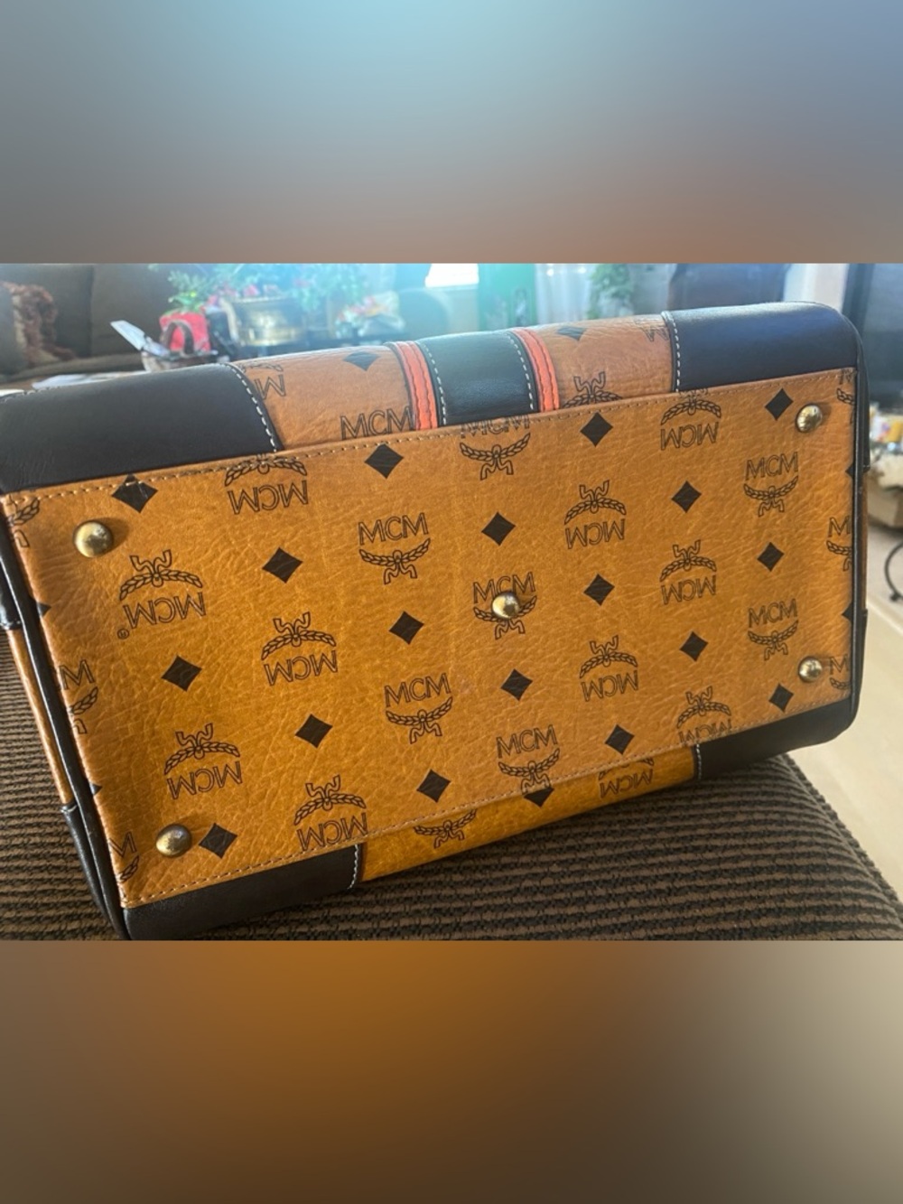 MCM Cognac Visetos Medium Boston Handbag With FREE Wallet - Picture 15 of 15